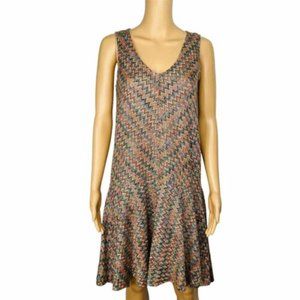 Anthropologie Maeve Westwater Knit Dress Size XS Brown Chevron Motif Lined New